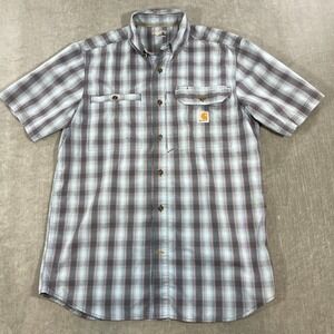 Carhartt Force Men's Medium Relaxed Fit Plaid Short Sleeve Button Up Shirt